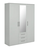 Home Brisbane 3 Door 3 Drawer Wardrobe – Grey | Sleek Neutral Aesthetic