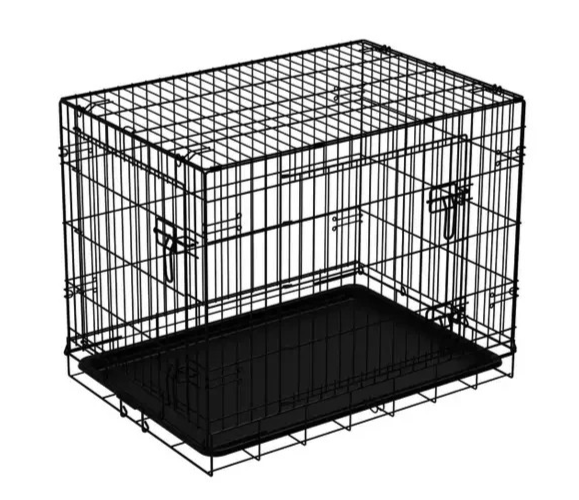 Double Door 30 Inch Pet Cage Medium | Metal Dog Crate Animal Kennel Furniture