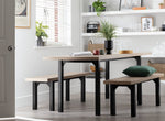 Habitat Zayn Wood Effect Dining Table & 2 Natural Benches