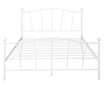 Home Fleur Double Metal Bed Frame White | Sturdy Bedroom Base with Headboard