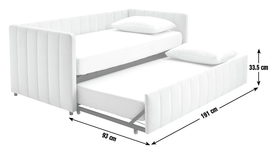 Home Pandora Velvet Trundle Day Bed - Cream | Practical Guest Setup