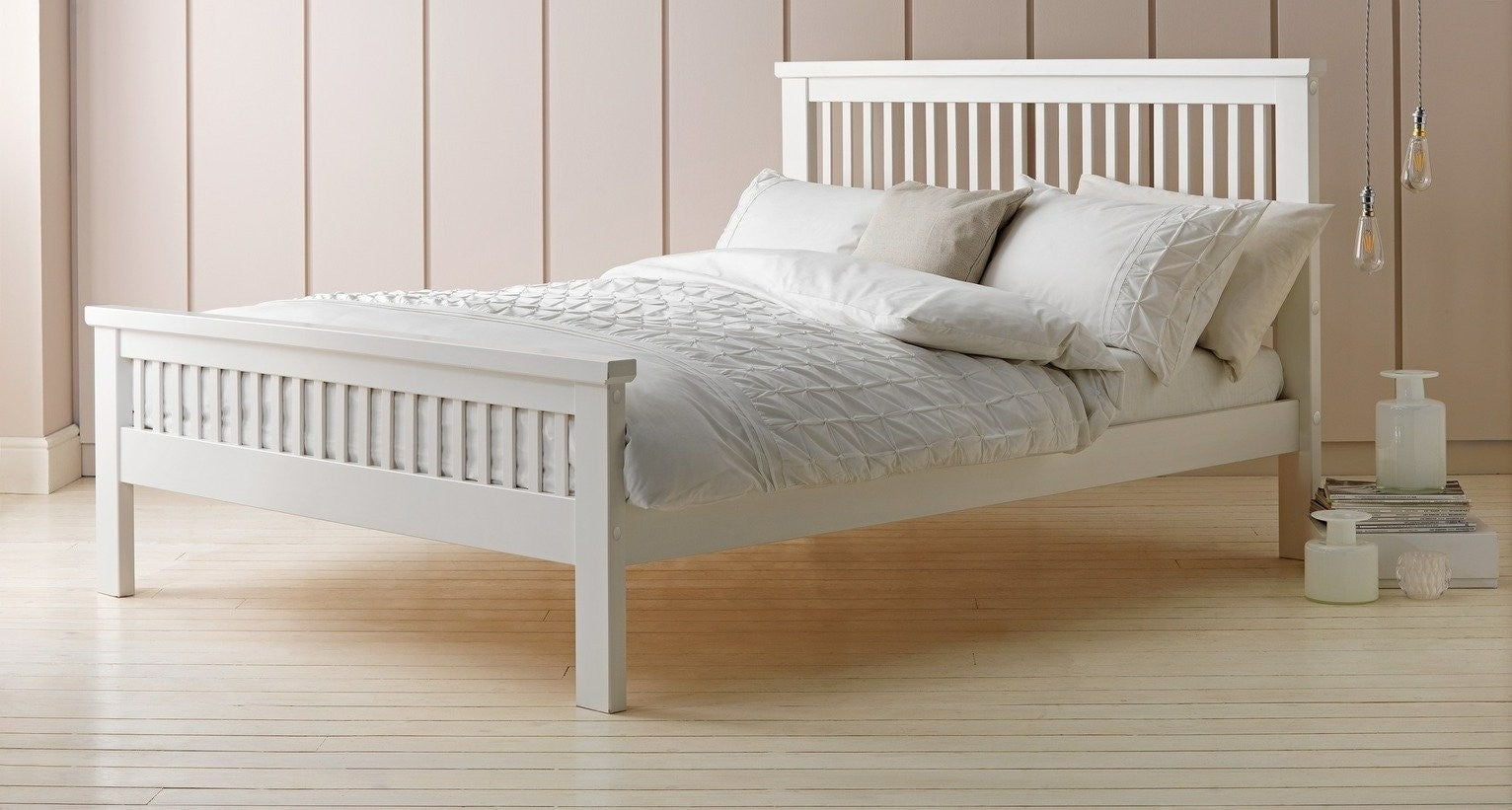 Home Aubrey Double Wooden Bed Frame - White (B GRADE)