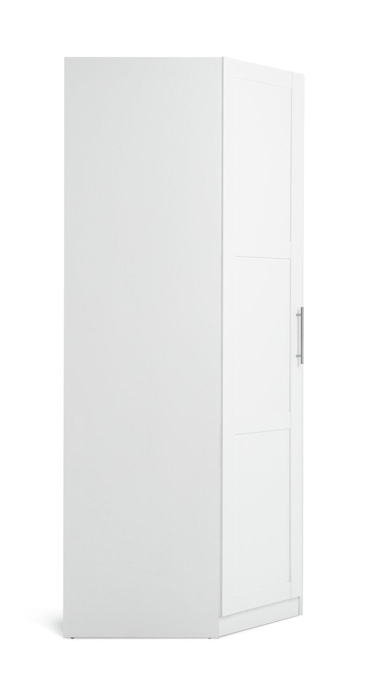 Munich Panelled Corner 1 Door Wardrobe - White ( B GRADE)