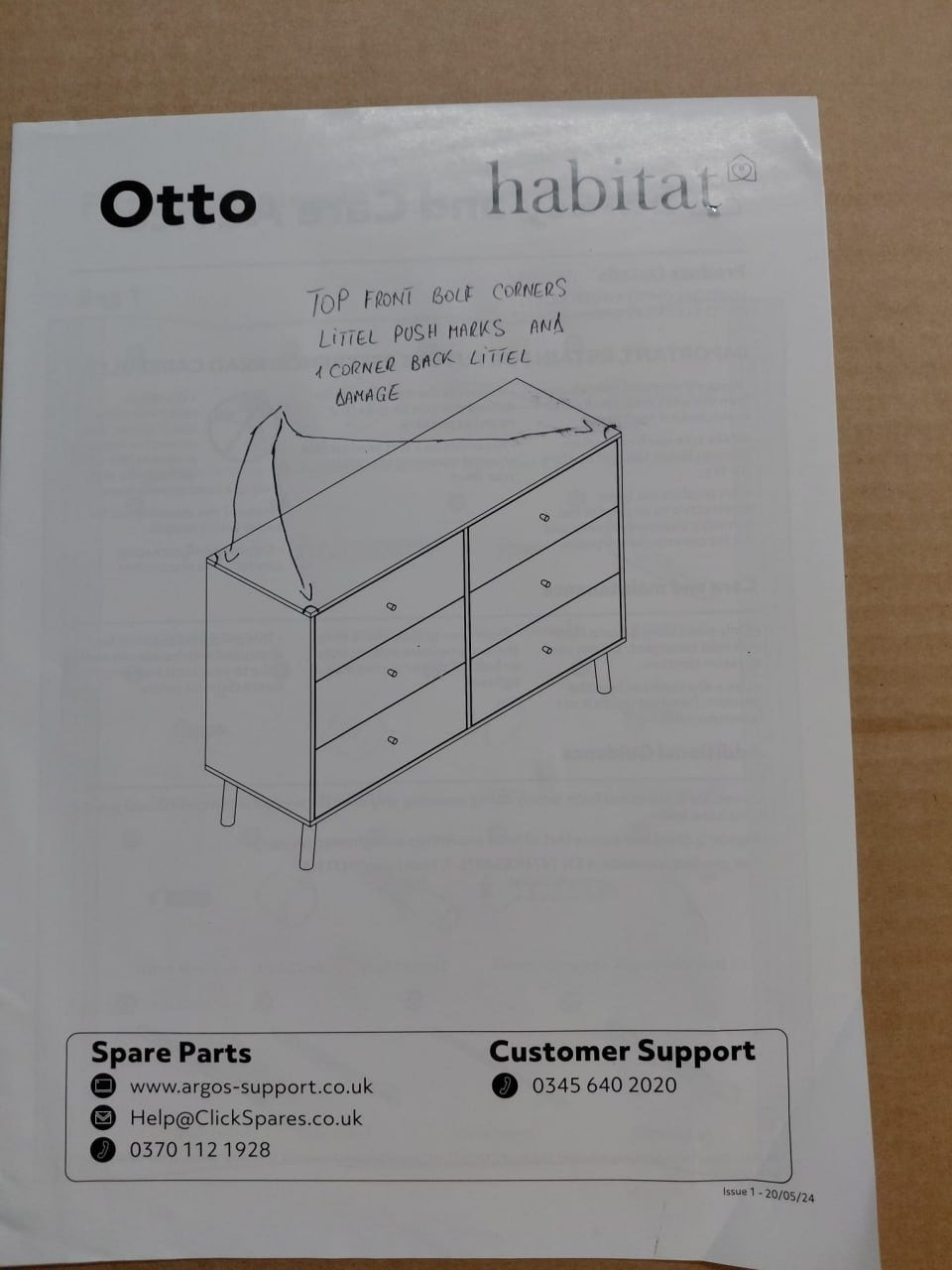 Otto 6 Drawer Chest Green (B Grade 1038)