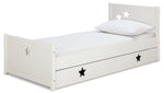 Stars Single Bed Frame With Drawer - White | Kids Bedroom Furniture