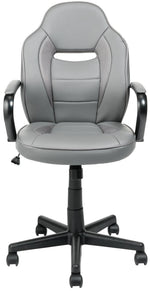 Faux Leather Gaming Chair Grey | Adjustable Swivel Tilt PC Ergonomic Comfort