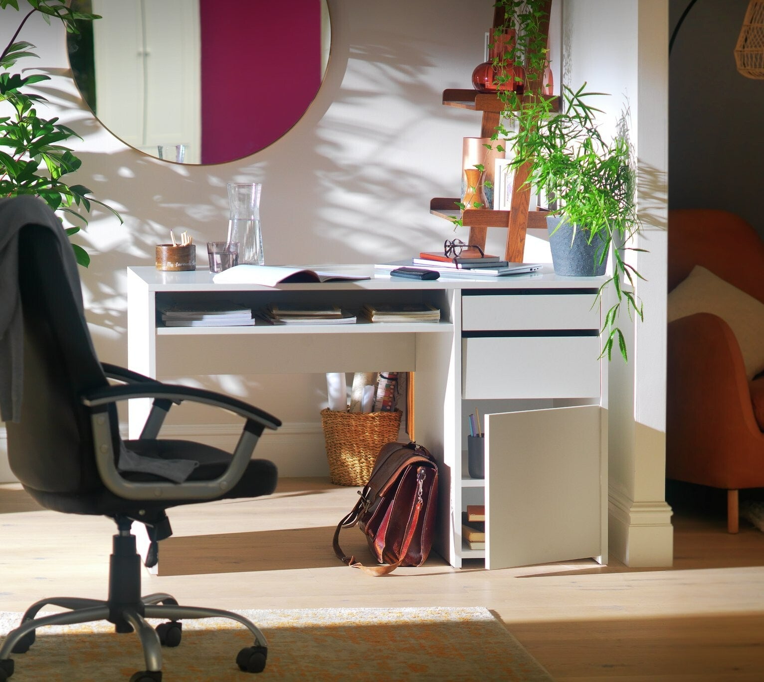 Home Pepper 2 Drawer Pedestal Office Desk - White ( B Grade )