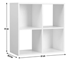 Home Squares 4 Cube Storage Unit - White | Modular Organizer Shelf Living Bed