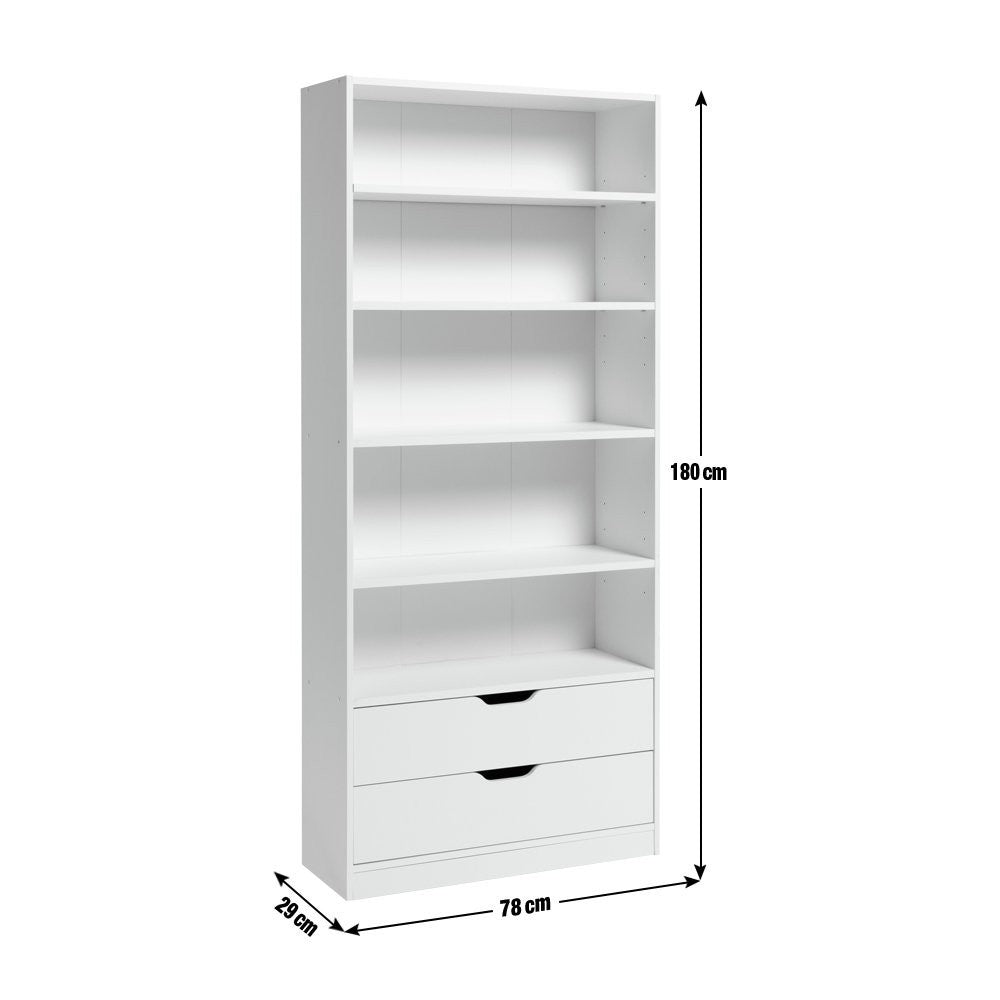Compton 2 Drawer Bookcase - White | Space Saving Display Solution