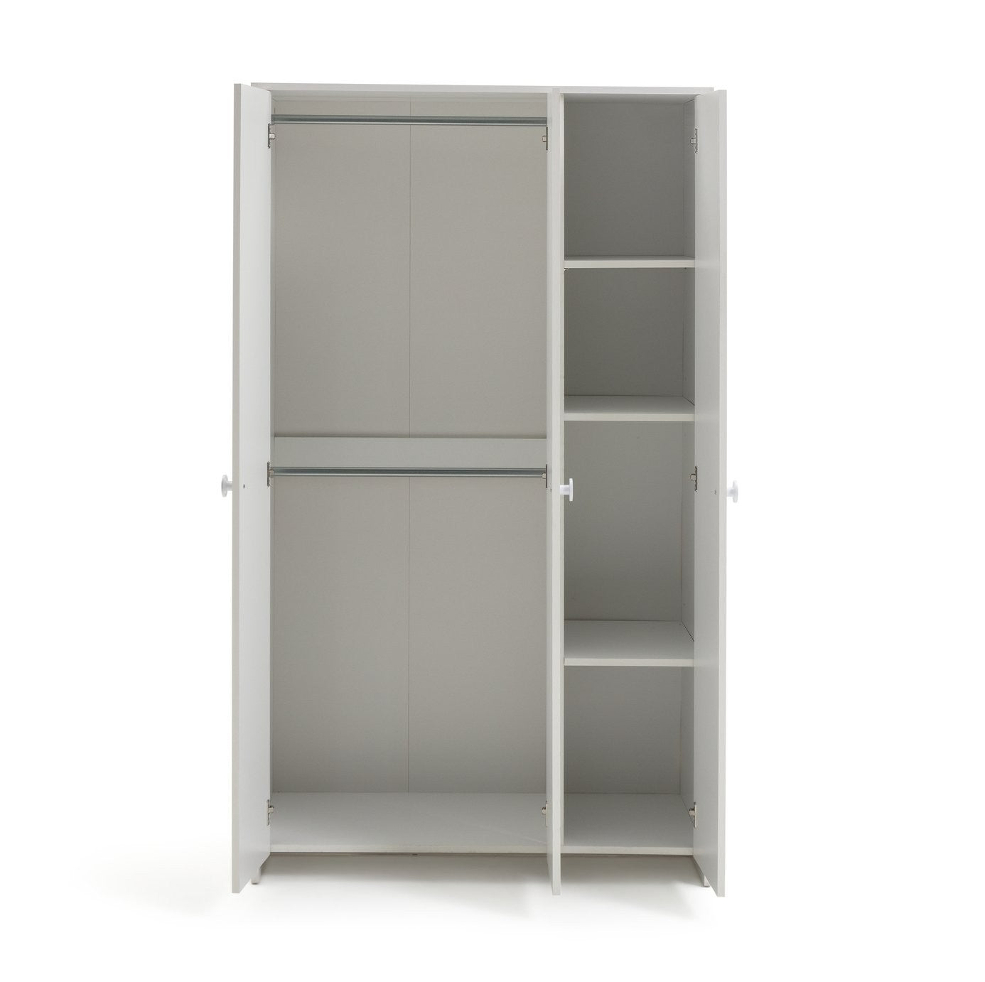 Kids Juno 3 Door Wardrobe - White | Spacious 3 Door Closet in White