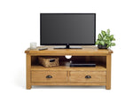 Home Kent 2 Drawer Corner Oak TV Unit - Natural | Space Saving Media Setup
