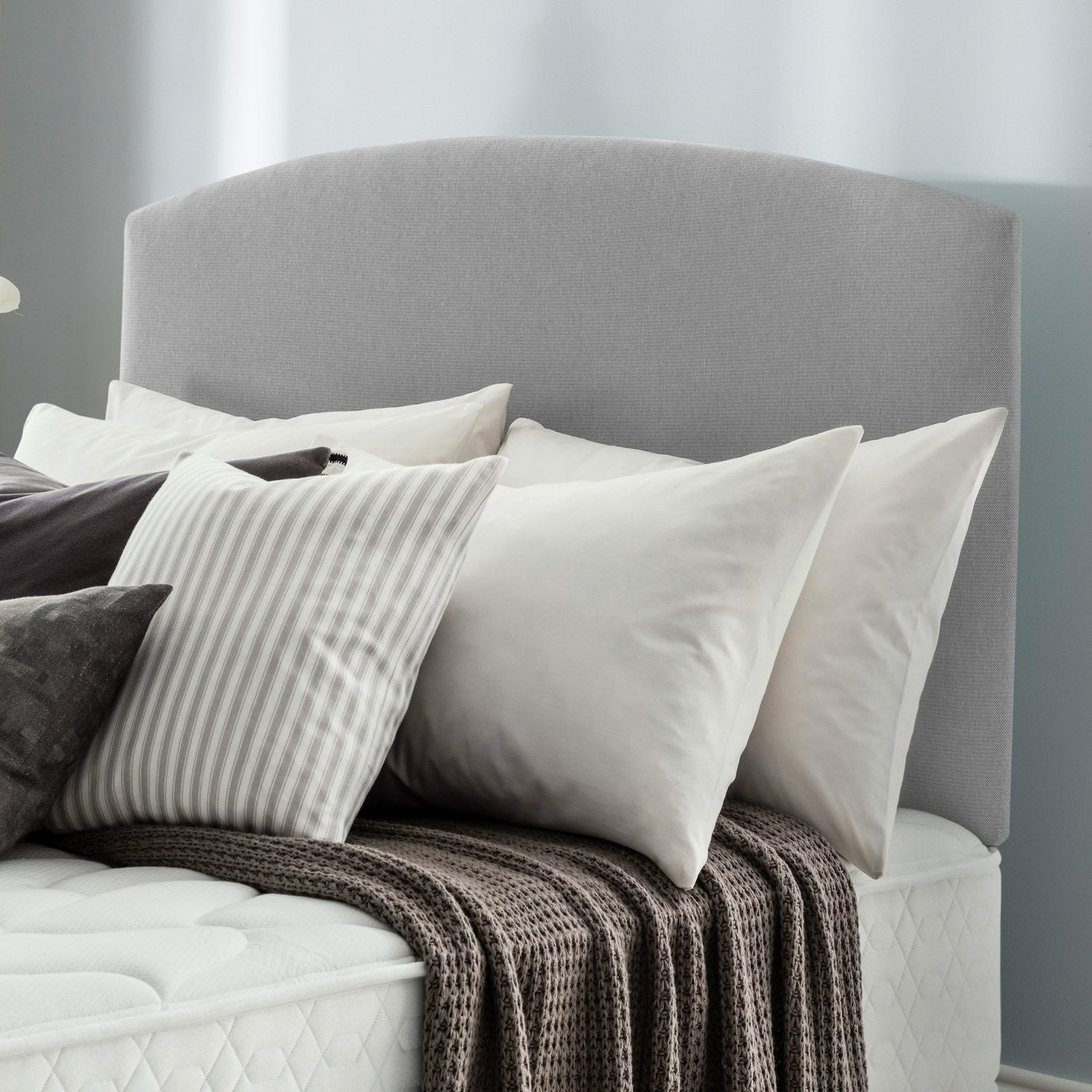 Silentnight Selene 135 Woven Double Bed Headboard-Light Grey | Bedroom Decor