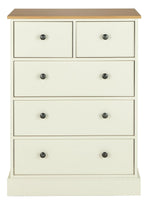 Kensington 5 Drawer Chest - Oak & Ivory