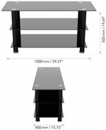 AVF TV Stand With Storage in Black - Up to 50 Inch TV Unit Glass - 100cm Wide