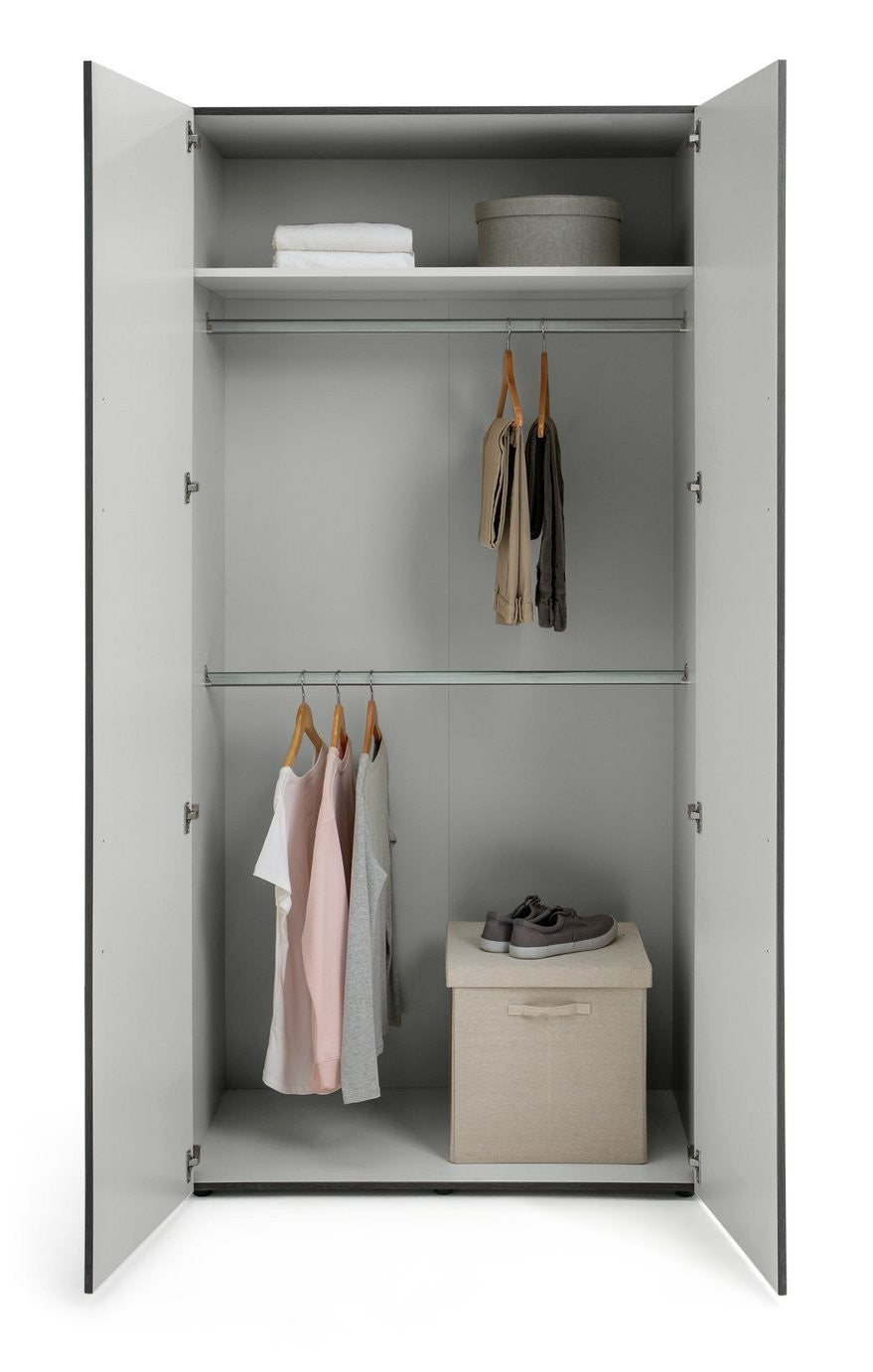 Atlas 2 Door Wardrobe - Black & Brown (B Grade)