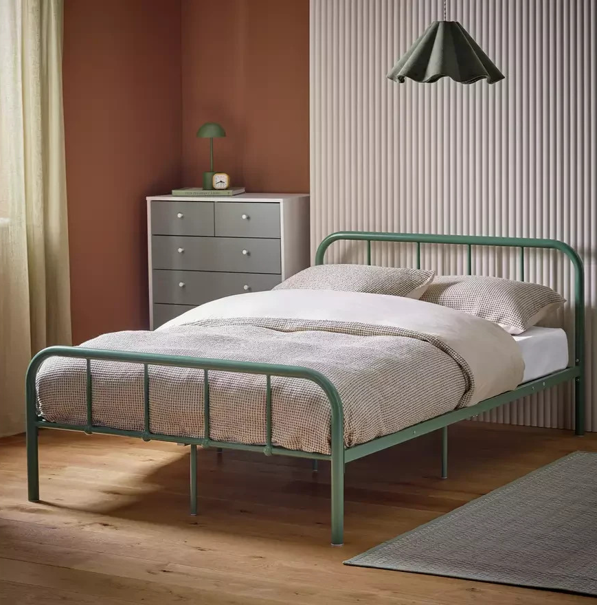 Home Charlie Small Double Bed Frame Sage Green | Metal Bedroom Furniture