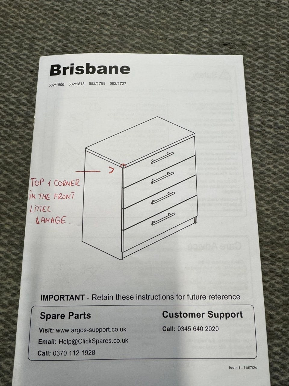Home Brisbane 4 Drawer Chest White (B Grade 1029.)