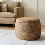 Cove Fabric Storage Ottoman Brown & Cream | Upholstered Storage Bench Furniture