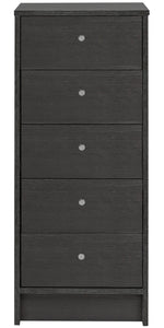 Home Malibu 5 Drawer Tallboy - Black Oak Effect |Tallboy Black Oak Effect