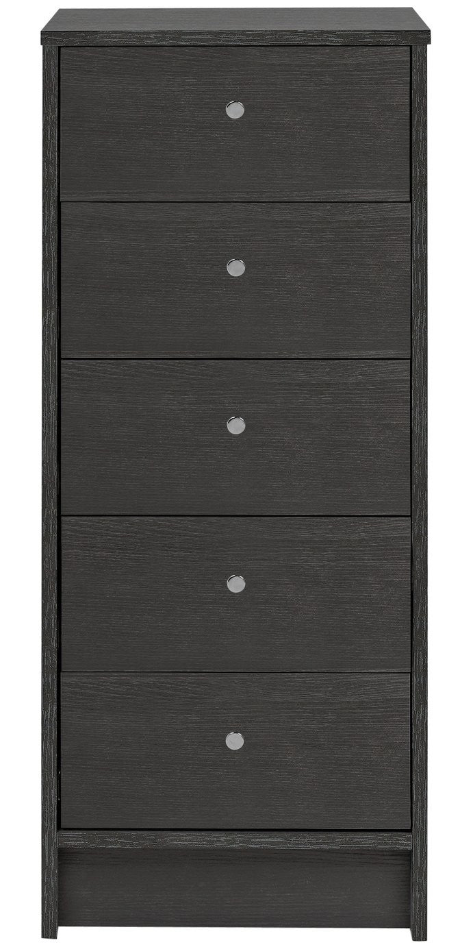 Home Malibu 5 Drawer Tallboy - Black Oak Effect |Tallboy Black Oak Effect