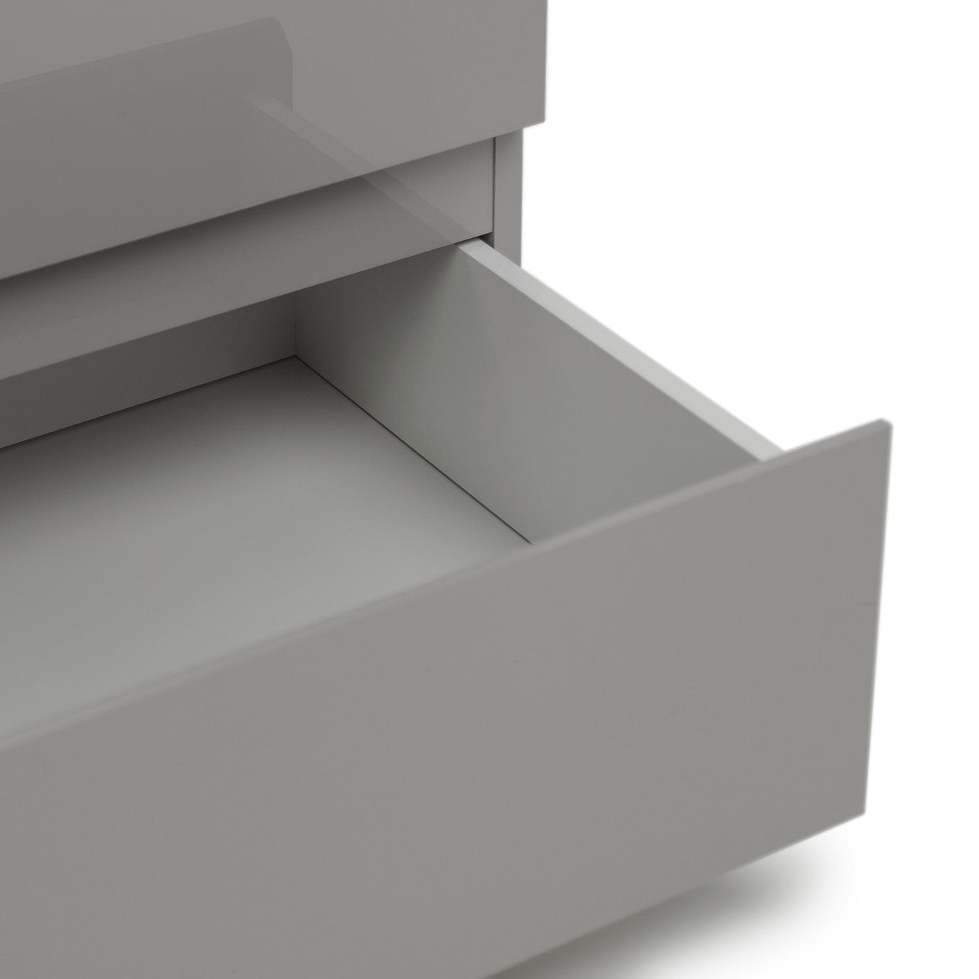Home Jenson 2 Drawer Bedside Table - Gloss Grey | Sleek Minimalist Look