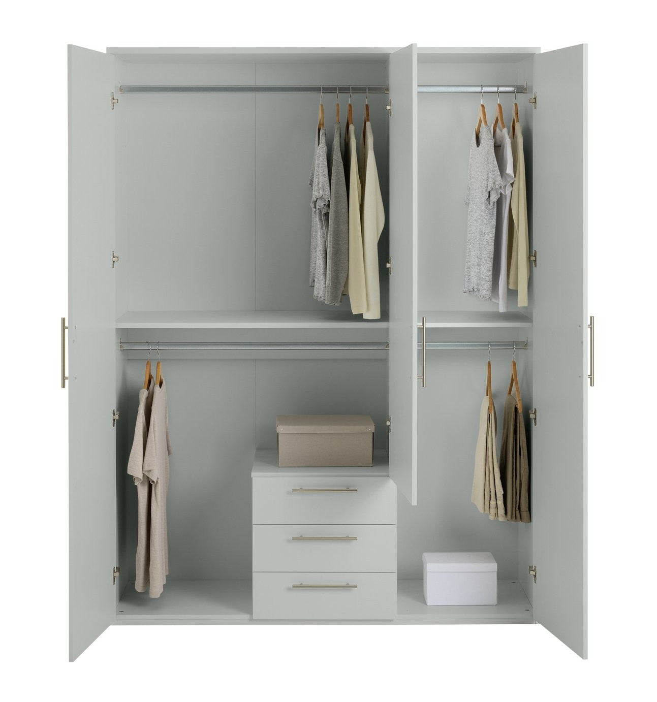 Home Brisbane 3 Door 3 Drawer Wardrobe – Grey | Sleek Neutral Aesthetic