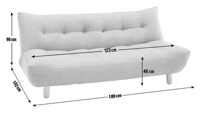 Kota 3 Seater Fabric Clic Clac Sofa Bed - Charcoal | Folding sofa bed
