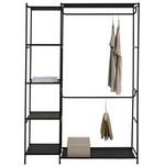 Home Spencer 2 Rail 4 Shelf Wardrobe Black | Open Clothes Storage Rail Furniture