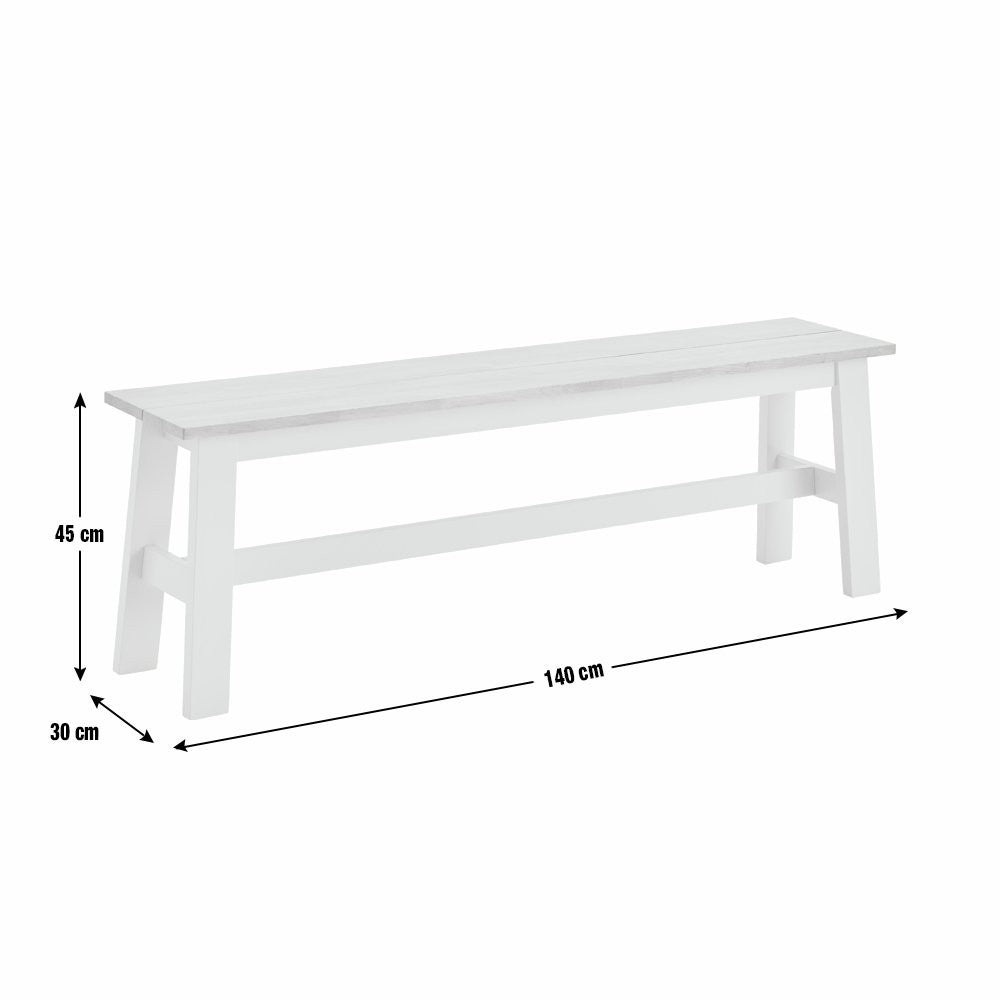 Chicago Solid Wood XL Dining Bench - Cream | Modern Kitchen Furniture