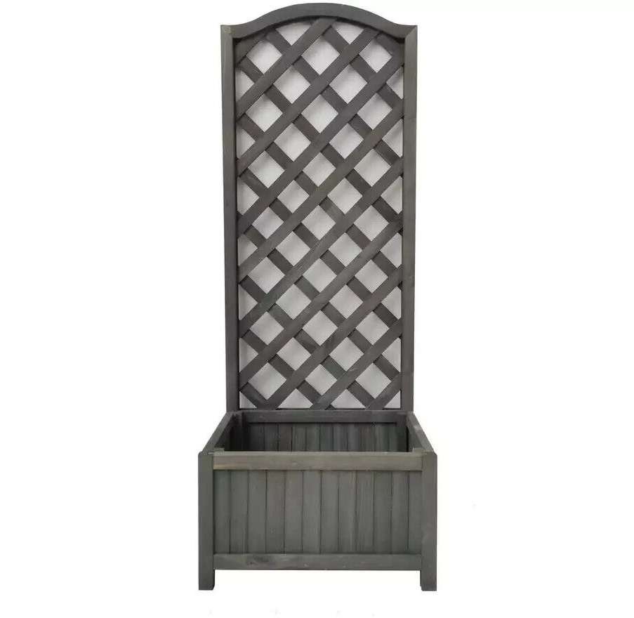 Straight Lattice Wooden Planter - Grey