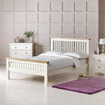 Home Aubrey Kingsize Wooden Bed Frame - Two Tone | Modern Solid Wood King Bed