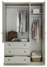 Home Kensington 3Dr 3Drw Wardrobe - Soft Grey /Oak Eff | triple wardrobe
