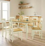 Home Chicago Extending Cream Dining Table & 6 Chairs | Large Modern Dining Room 