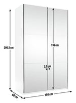 Holsted Mirrored 150cm Sliding Wardrobe - White | Clean Minimalist Aesthetic