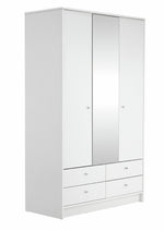 Home Malibu 3 Door 4 Drawer Mirror Wardrobe - White | wardrobe with mirror