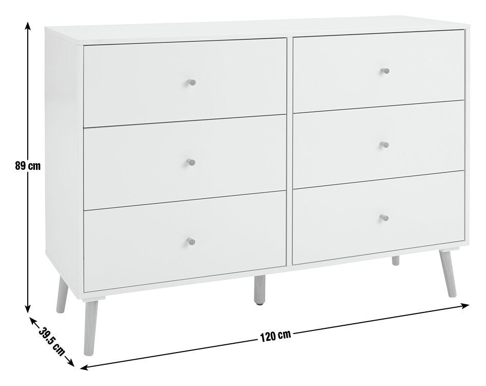 Otto 6 Drawer Chest - White (B Grade 1040.)