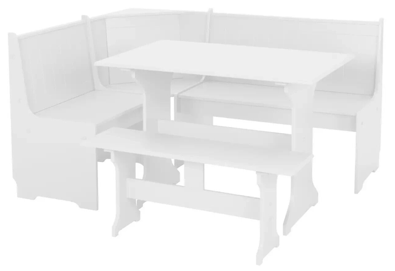Haversham Corner Dining Set & Bench - White