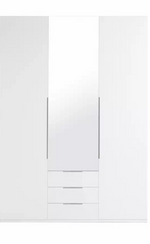 Hallingford 3 Door 3 Drawer Wardrobe White Gloss | Large Bedroom Storage Furnitu