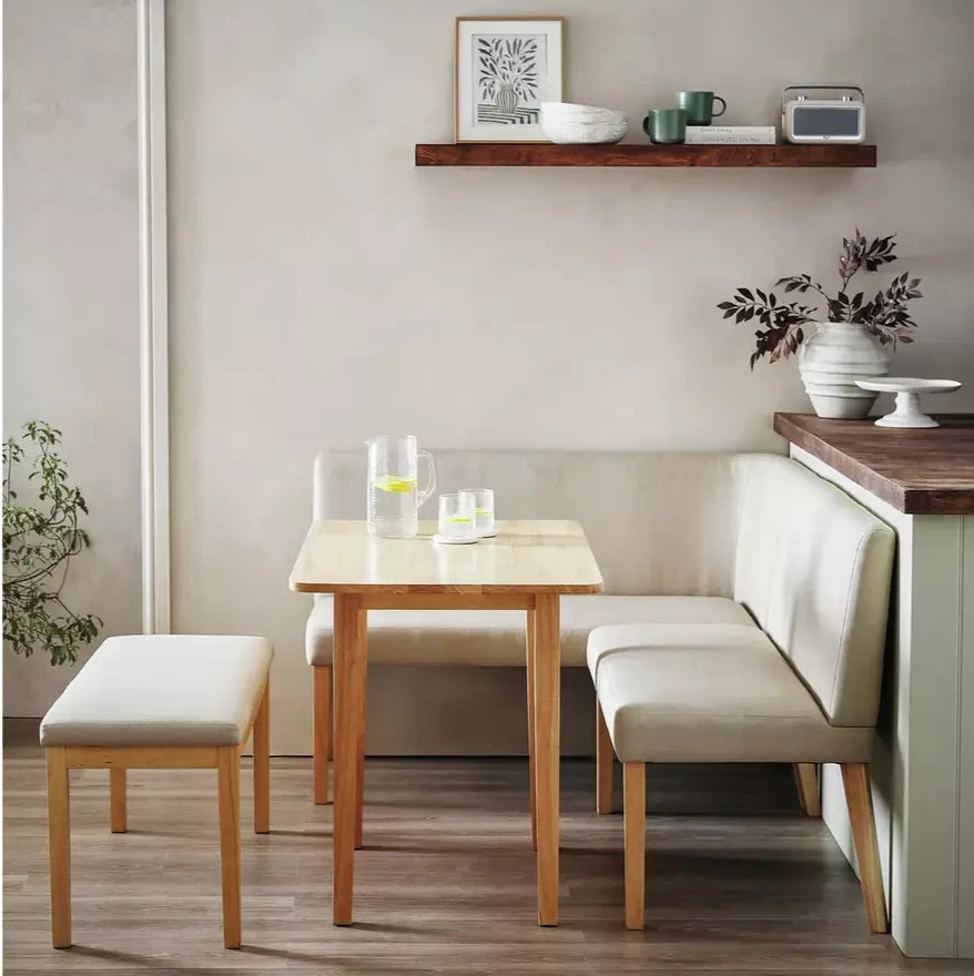 Home Conny Corner Dining Set Natural | Space Saving Kitchen Dining Furniture Set