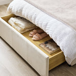 Home Pandora Double Drawer Storage Bed Frame - Cream | Stylish Bedroom Refresh