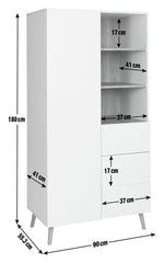 Skandi 1 Door 3 Drw Open Wardrobe -White Two Tone