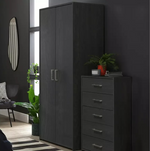 Home Oslo 2 Door Wardrobe Black Oak Effect | Bedroom Storage Wardrobe Furniture