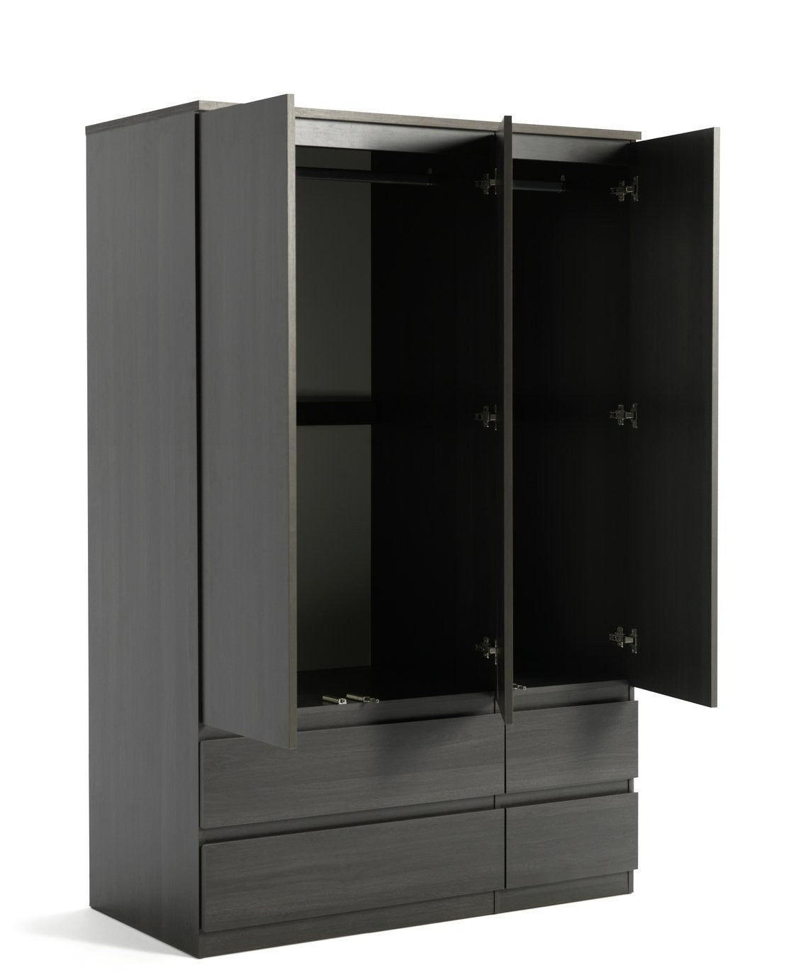 Home Jenson 3 Door 4 Drawer Wardrobe - Black | Organized Living Space
