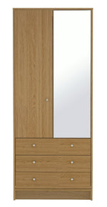 Home Malibu 2 Door 3 Drawer Wardrobe - Oak Effect | Warm Wood Aesthetic