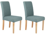 Home Pair of Midback Tweed Fabric Dining Chairs - Teal | Cozy Fabric Comfort
