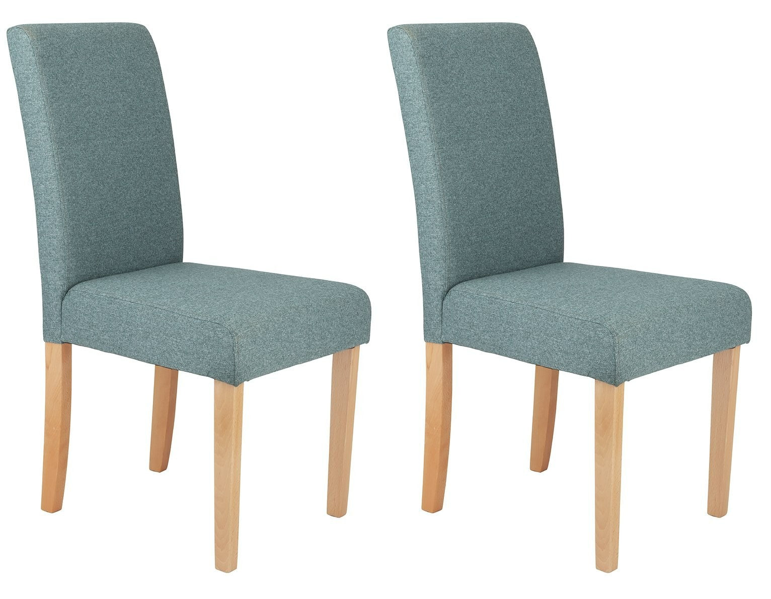 Home Pair of Midback Tweed Fabric Dining Chairs - Teal | Cozy Fabric Comfort
