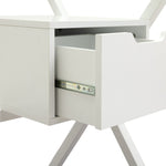 Habitat Dria 1 Drawer Office Desk White | Modern Glass Top Steel Frame Home Work