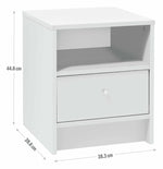 Home Malibu 1 Drawer Bedside Table White | Nightstand Compact Storage Furniture