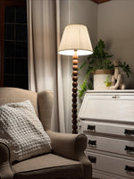 Bobbin Mango Wood Floor Lamp Base Walnut | Decorative Lighting Stand