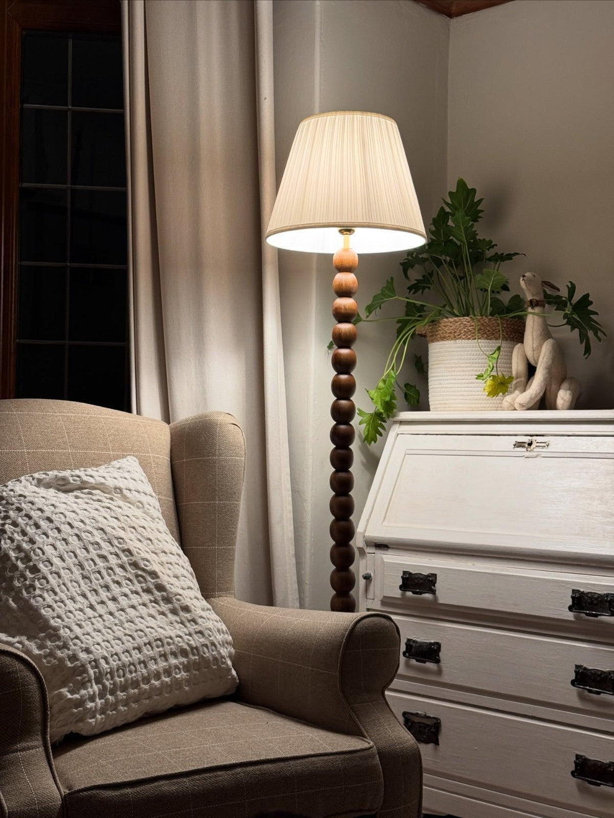 Bobbin Mango Wood Floor Lamp Base Walnut | Decorative Lighting Stand